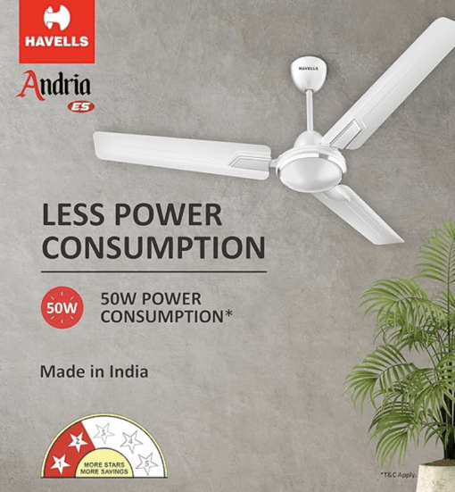 Havells 1200mm Andria Energy Saving Ceiling Fan (Pearl White, Pack of 1) - Image 3